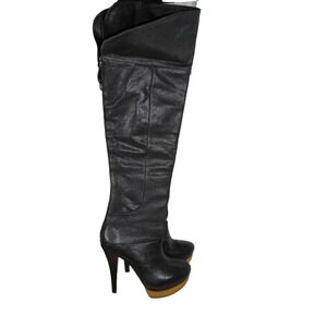 Chic Black Knee-High Heeled Boots – Trendy Women's Fashion Shoes Christmas 9B